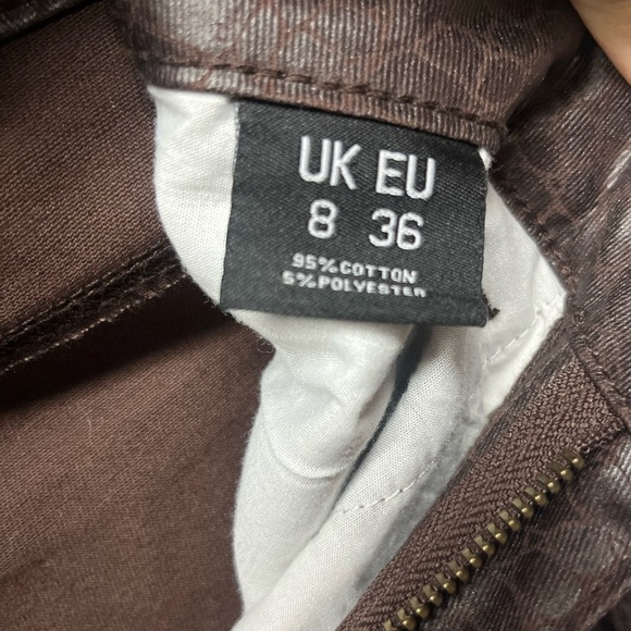 Nasty Gal Croc-Embossed Brown Pants. SZ 8 - Picture 6 of 6